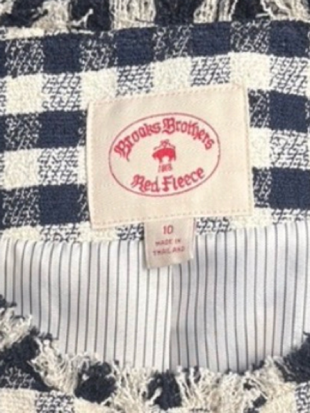 Brooks Brothers Red Fleece Navy White Gingham Tweed Skirt Suit Set Size 10 - Picture 11 of 11